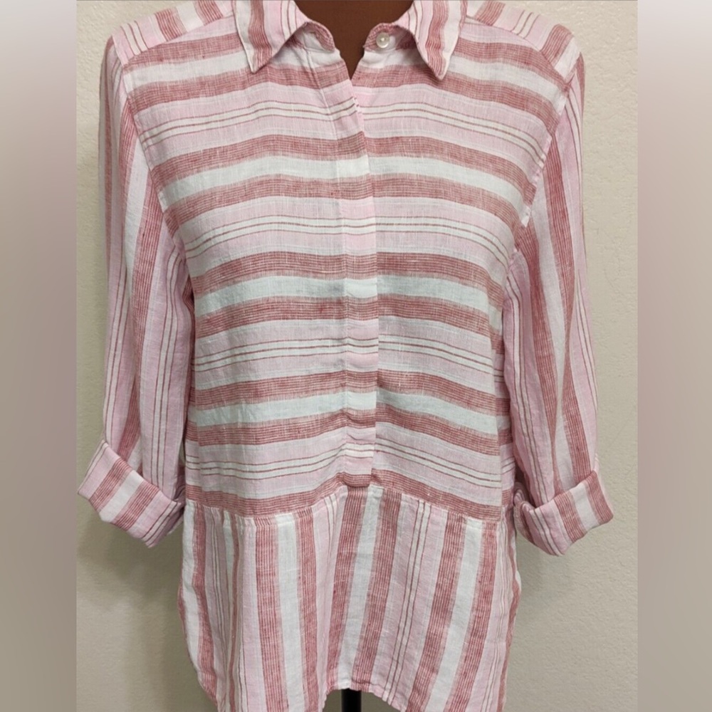 Marc New York Andrew Marc Linen Partial Button Do… - image 4